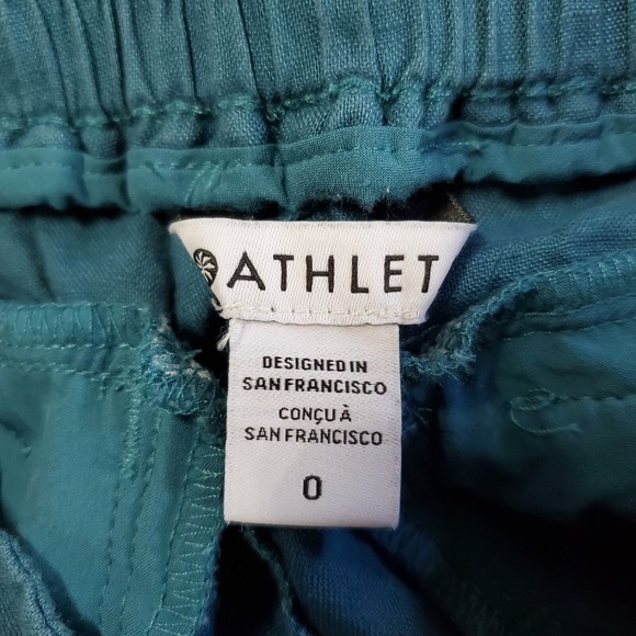Athleta Womens Linen Wide Leg Pants Size 0 Teal‎ Cropped Beach Travel Resort - Picture 6 of 15